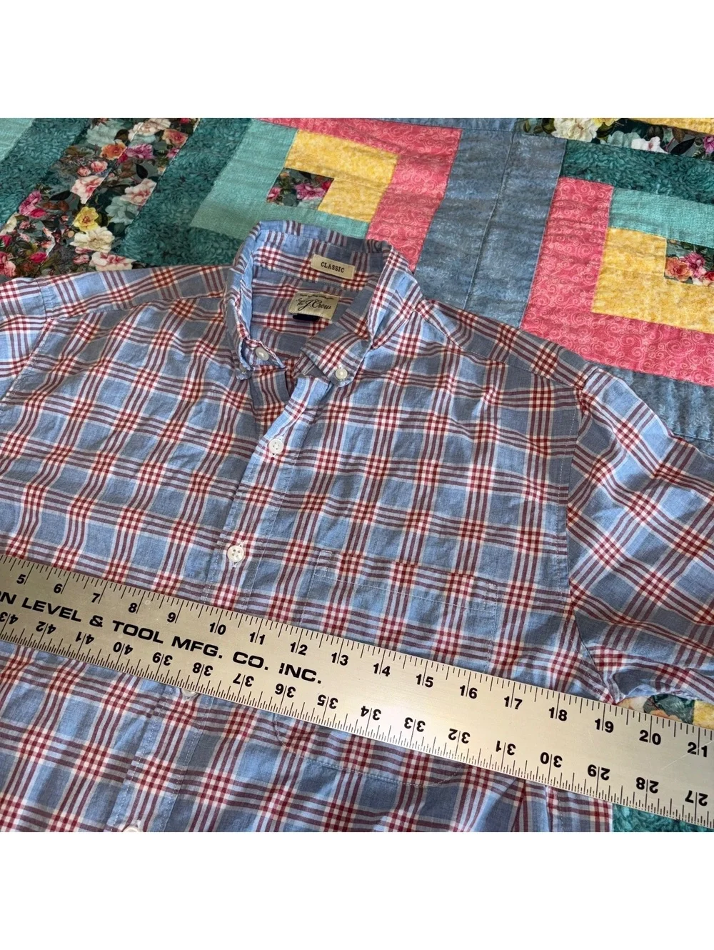 J.Crew Classic Fit Mens Small Blue and Red Plaid Button-Up Shirt Classic Dress T